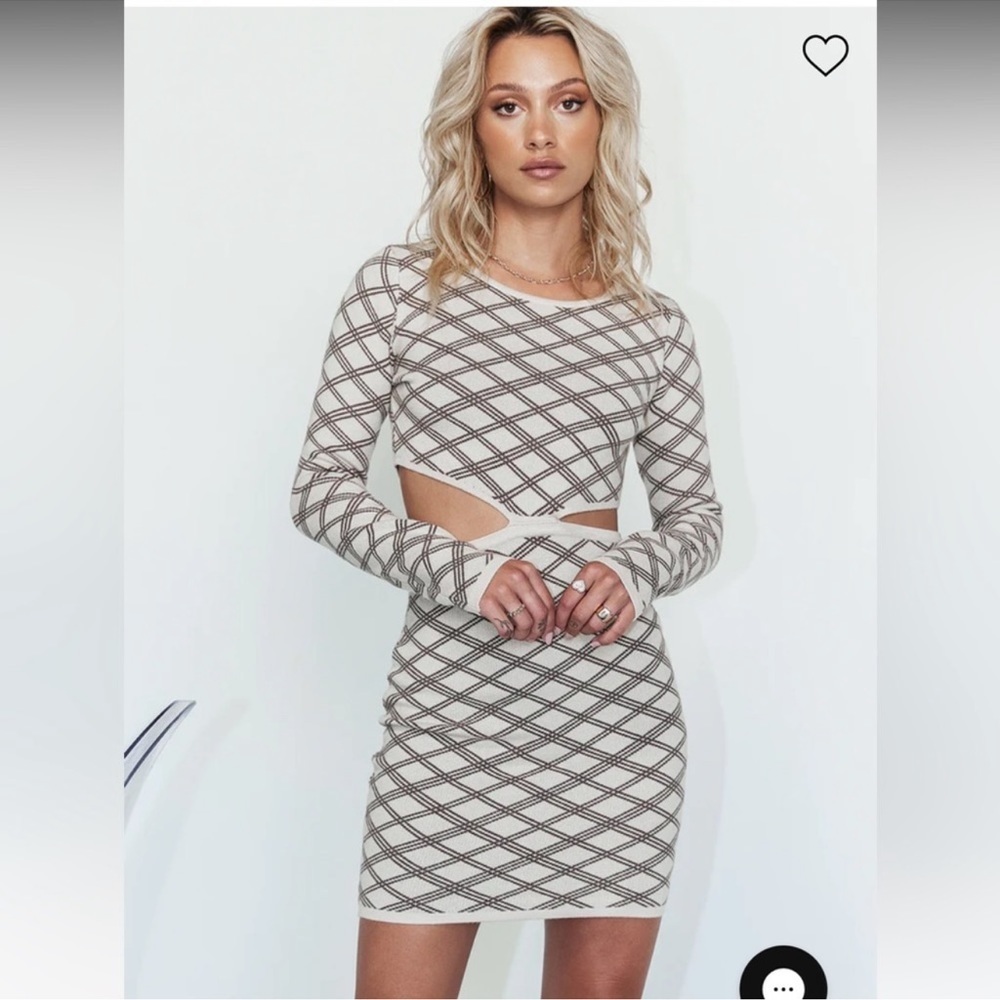 NWT Princess Polly Laurel Mini Dress Cream/ Brown S / M